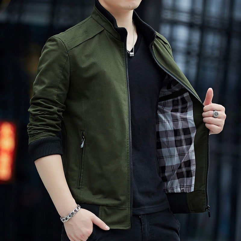 Womleys Mens Casual Windbreaker Outerwear Slim Fit Cotton Lightweight Jackets (X-Small, Army Green) - Image 3